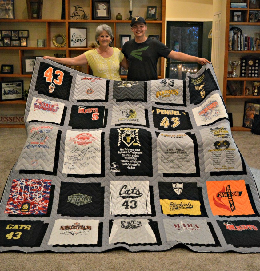 teenage gift idea - t shirt quilt using sports jerseys 