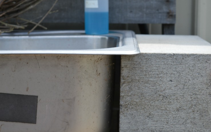 Cinder block outdoor sink